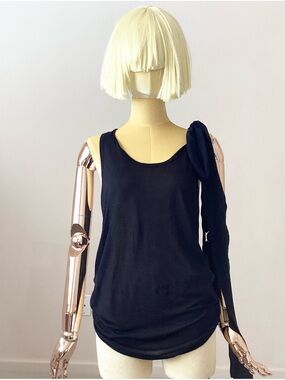 No. 21 Black One-Shoulder Tie-Detail Tank Top NWT SZ 2/38